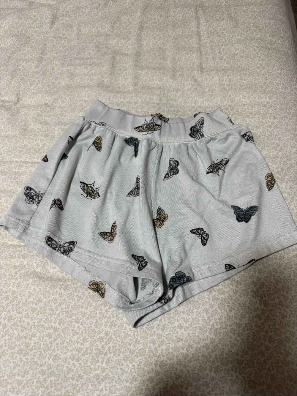 Gilly Hicks Light Gray Butterfly Print Shorts